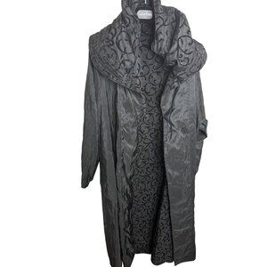 Mycra Pac Womens Elegant Long Coat With Intricate Pattern Design